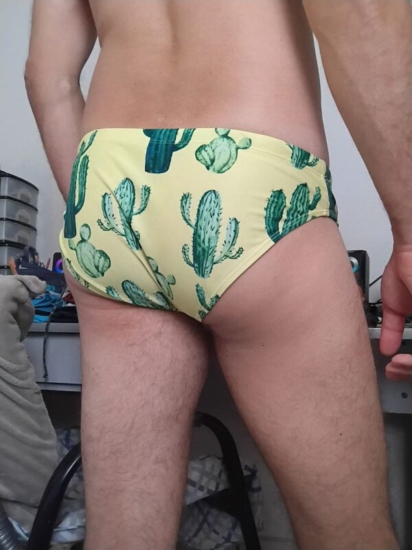 Sunga Slip Amarela Estampada P/M - Imagem 2