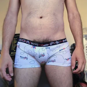 Cueca Sungão Branca Estampada PP Mega Kids