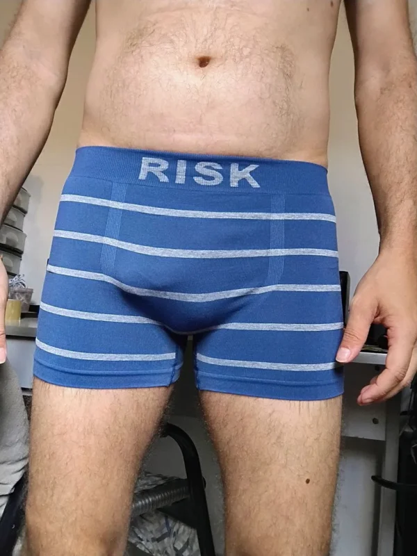 Cueca Boxer Azul Listrada P Risk