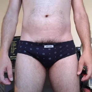 Cueca Slip Preta Estampada PP Hot Dog