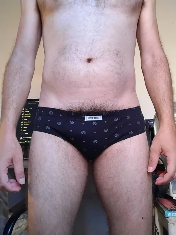 Cueca Slip Preta Estampada PP Hot Dog