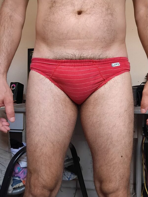Cueca Slip Vermelha Listrada PP Lupo